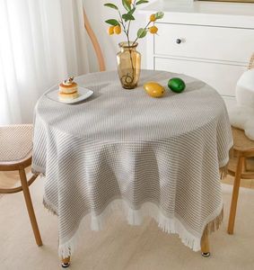 2025 Mới Tùy Chỉnh Waffle Bông Cây Gai Dầu Chất Lượng Cao Bảng Vải Tròn Và Dài Bảng Tua Khăn Trải Bàn - Product Image 5