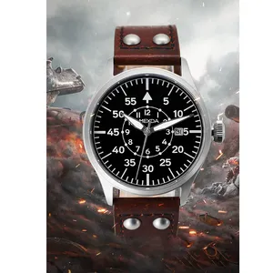 Mexda Oem מפעל חם למכור שעון טייס נירוסטה לגברים אנלוגי 5atm עמיד למים שעון זוהר אוטומטי זוהר