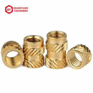 M2 M3 M4 M5 M6 M8 Knurled Brass Heat Staking Threaded Inserts Brass Insert Nut for Injection Molding