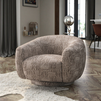 Design français moderne 360 °   Fauteuil pivotant d'appoint de luxe en tissu bouclé rond, fauteuil simple pour salon, hôtel, chambre à coucher