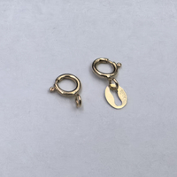 Véritable fermoir à ressort en or massif 14 carats Au585, taille 4,5-5,0 mm, pour bijoux, colliers, bracelets, avec anneau estampé