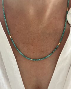 <span class=keywords><strong>Collana</strong></span> Corta Boho con <span class=keywords><strong>Perline</strong></span> <span class=keywords><strong>di</strong></span> Turchese, Choker Unico Regolabile, <span class=keywords><strong>Collana</strong></span> con Pietre Naturali, Gioielli da Donna, Regalo per Donne e Uomini - Product Image 1