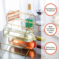 Porte-bouteilles de vin décoratif en fil métallique de petite taille pour la maison Porte-bouteilles en fil métallique pour 6 bouteilles de stockage en forme de triangle pour support de table