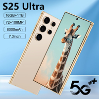 Smartphones S25 Ultra Originaux 16 Go + 1 To 4G LTE Double SIM Écran 2K de 7,3 Pouces Batterie 8000 mAh 120 Hz Deca Core Global