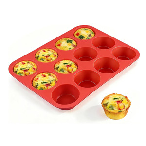 Molde de Silicona para Muffins y Cupcakes, 12 Cavidades, Antiadherente, Resistente al Calor, Tamaño Regular, Grado Alimenticio, Superventas - Product Image 1