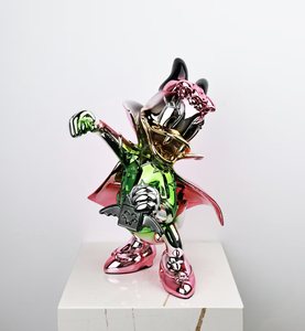 Nouvelles créations célèbres : Sculpture Pop Art Mickey en résine électroplaquée, couleur chrome, motif cœur, pour décoration intérieure - Product Image 5