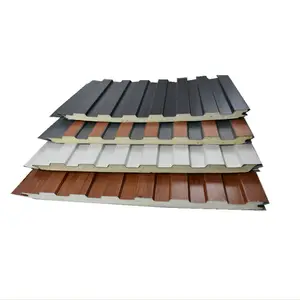 彩色金属夹芯板价格板绝缘聚氨酯羊毛墙屋顶夹芯板