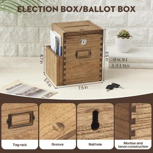 Caja de sugerencias de madera hecha a mano personalizada FSC BSCI, caja de colección de comentarios montada en la pared con cerradura - Product Image 2