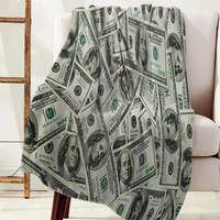 Couverture en polaire flanelle super douce et lisse, personnalisée avec impression par sublimation, motif dollar, pour la maison