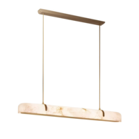 Lustre moderne en cuivre LED de luxe en marbre d'albâtre pour salle à manger, installation facile, hôtel et maison