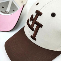 Topi Baseball 6 Panel Profil Sedang dengan Bordir 3D, Bordir Kustom di Sisi Belakang, Snapback, Kapas, Dua Warna