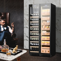 Réfrigérateur à vin et cigares à deux portes avec écran tactile de contrôle de la température, étagères réglables, humidité 60-80% pour usage domestique
