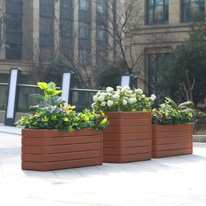 Grands pots <span class=keywords><strong>de</strong></span> fleurs longs personnalisés jardinières en métal pour l'extérieur grande taille pour café-bar restaurant centre commercial carré maison décoration extérieure - Product Image 1