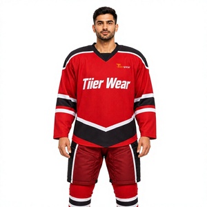 Uniforme de hockey sur glace personnalisé unisexe pour adulte, haut de gamme, léger, respirant, imprimé par sublimation, en polyester haute performance, manches longues - Product Image 1
