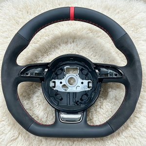 Volant sport en cuir pour <span class=keywords><strong>Audi</strong></span> A7 A3 A4 A5 A6 A8 C6 C7 C8 S3 S4 S5 S6 B8.5 B8 TTRS TTS TT RS3 RS4 RS5 RS6 RS7 Q3 <span class=keywords><strong>Q5</strong></span> Q7 - Product Image 2