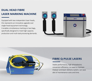 เครื่องเลเซอร์ไฟเบอร์ 100W สำหรับทำเครื่องหมายบนวัสดุ ได้รับการรับรองมาตรฐาน CE รุ่น Fly 50w Glass Jpt ราคาประหยัด ดีไซน์หัวคู่ ทำเครื่องหมายพร้อมกันบนถุงสองใบ - Product Image 1