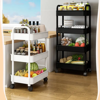 Étagère de rangement de cuisine mobile en plastique PP multicouche avec roulettes, organisateur pour espaces étroits, présentoir pour vaisselle et articles divers