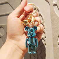Porte-clés ours violent dessin animé 3D pendentif sac cloche mignon
