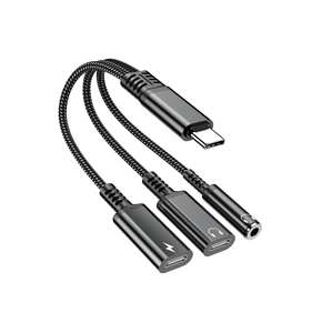 OTG USB-C Splitter 3-in-1 Ausgang Dual USB-C 3,5mm Kopfhörer und Ladegerät Typ-C Audio-Adapter mit PD 60W Schnelllade-Dongle-Kabel - Product Image 2