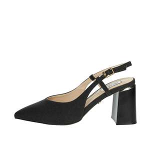 Zapatos de tacón para mujer Keys Donna Slingback K-10612 Argento Pumps Black Heel - Product Image 1