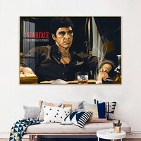 Tableau Tony Montana dans Scarface, Décoration Murale Culture Gangster pour la Maison, Idée Cadeau Garçon, Impression Film sur Toile et Poster
