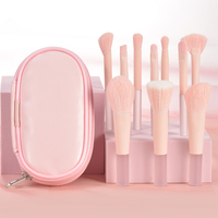 Nouvelle conception 2026 – Lot de 10 pinceaux de maquillage professionnels synthétiques roses, durables, format voyage, pour femmes, avec logo personnalisé, haute qualité