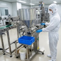 Machine de remplissage semi-automatique pour liquides et pâtes, en acier inoxydable 316, anti-goutte, remplissage précis, norme GMP