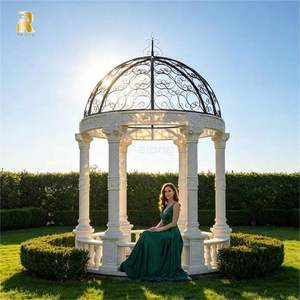 Gazebo <span class=keywords><strong>in</strong></span> Stile Greco con Pilastri <span class=keywords><strong>in</strong></span> Marmo Bianco RELONG, Decorazione da <span class=keywords><strong>Giardino</strong></span> per Esterni <span class=keywords><strong>in</strong></span> Vendita - Product Image 2