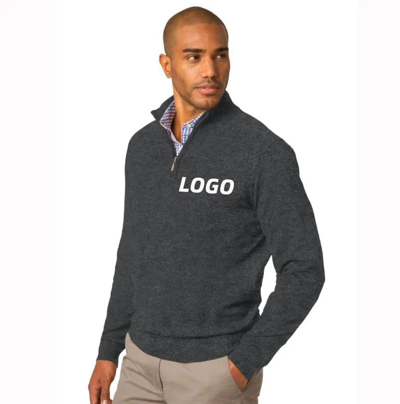 Custom Men's Business Office Port Authority Employee Sweater Custom logo Men Knitted Plus Size Uniform 1/2-Zip Sweater