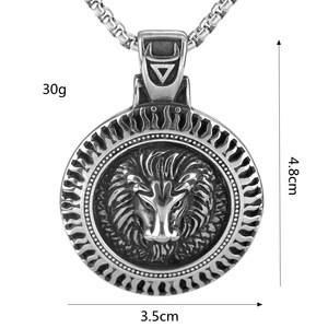 สร้อยคอจี้หัวสิงโตสแตนเลสสำหรับผู้ชาย ดีไซน์รูปทรงเรขาคณิตธีมสัตว์ ของขวัญ - Product Image 5