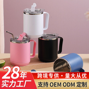 Taza de Café de Acero Inoxidable con Tapa 304, Vaso Térmico de Viaje, Color Sólido Negro, Blanco, Rosa, Azul - Product Image 5