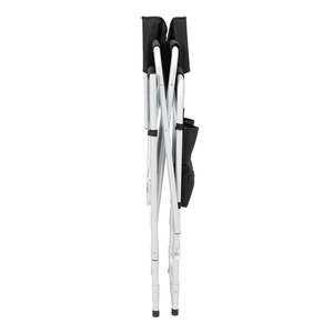 Chaise de directeur Db 103x60x499cm en tissu noir avec structure en fer blanc argenté, chaise pliante de jardin d'extérieur avec table latérale - Product Image 6