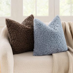 Kunstbont 18x18 inch Bouclé Decoratieve Sherpa Kussenhoezen Zachte Schapenvacht Fleece voor Boho Home Decor Sofa Woonkamer Bank Bed - Product Image 4
