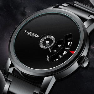 FNGEEN S230 orologio minimalista semplicemente nero moda in acciaio inox cronografo <span class=keywords><strong>Drop</strong></span> <span class=keywords><strong>Shipping</strong></span> resistente all'acqua orologi da uomo al quarzo - Product Image 1