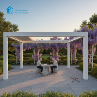 Pergola Solaire en Aluminium Sweet Home avec Toit Rétractable Motorisé à Lames Orientables, Écran LED, Abri d'Ombrage Étanche Style Antique