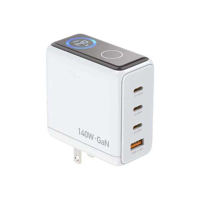 140W GaN Charger PD3.1 USB C Fast Charger 3C1A TFT Display AI Power Distribution Wall Charger for Laptop Tablet Phone