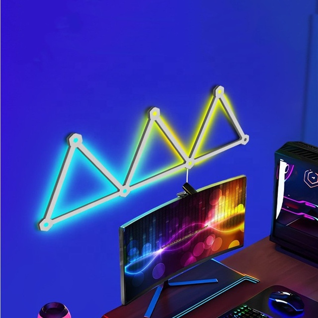 9 Lines Black Smart WiFi App Control RGB LED Wall Light Lines Music Sync LED DIY Geometric Splicing Game Lights