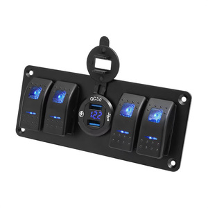 Yuhe YH-DH5-QB 4-Gang Rocker <b>Switch</b> with Dual USB Charger QC3.0 IP65 Waterproof 12V-24V DC for Off-Road Vehicles - Product Image 6