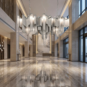 Luminaire suspendu LED de style italien, luxe, <span class=keywords><strong>hauteur</strong></span> réglable, pampille argentée, lustre en aluminium <span class=keywords><strong>pour</strong></span> villa - Product Image 1