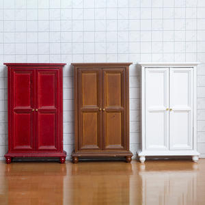 Nueva casa de muñecas Diy 1:12 artesanías de madera en miniatura 1:12 dormitorio doble puerta armario muebles adornos estilo Diy juguete - Product Image 1