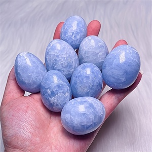 Oferta Transfronteriza: Adorno de Piedra de Celestina Natural Tallada y Pulida, Gema Semipreciosa con Forma de Huevo, Ideal para Navidad - Product Image 1