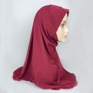 Hijab en cristal de chanvre musulman noir instantané pour enfants, vente en gros de hijab en coton orné de couleur unie et unie - Product Image 5