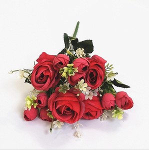 ดอกไม้ประดิษฐ์ QSLH-W584 ช่อดอกกุหลาบมินิสำหรับตกแต่งงานแต่งงาน - Product Image 5