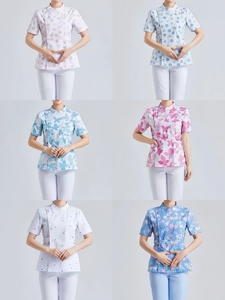 Uniforme de enfermera Floral ajustado, ropa de trabajo impresa transpirable, ropa médica para hogares de cuidado <span class=keywords><strong>materno</strong></span> e <span class=keywords><strong>infantil</strong></span> posparto - Product Image 6