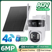 Caméra solaire 4G avec enregistrement vidéo 6MP, double objectif AOV, enregistrement vidéo 24/7 avec batterie, détection humaine, caméra IP étanche