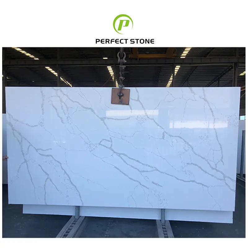 Wholesale Price Polished Home Decoration Natural Artificial Stone big Calacatta White Quartz Slab 20/30 mm For Countertops