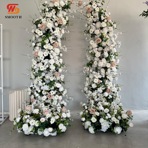Arche de mariage en forme de corne, en soie, avec fleurs artificielles blanches, nouveau design, pour événements et fêtes en extérieur, par LEDA - Product Image 3