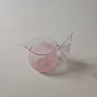 Tasse Gungfu en verre soufflé à la main, motif Nuage et Papillon, rose, design créatif, pichet de service, plateau à thé en forme de papillon, style japonais