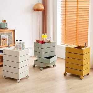 Gabinete de Almacenamiento Móvil de Plástico con 5 Cajones, Organizador con Ruedas Giratorias de 360 Grados, Carrito con Base para Salón, Hogar o Bar - Product Image 3