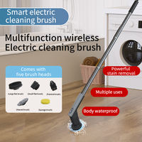 Épurateur électrique détachable réglable Brosse de nettoyage sans fil à long manche pour salle de bain Canapé Toilette Carrelage de sol